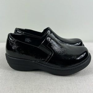 Abeo Croc Clogs Womens Size 9 Black Patent Leather Bessie Slip On Comfort